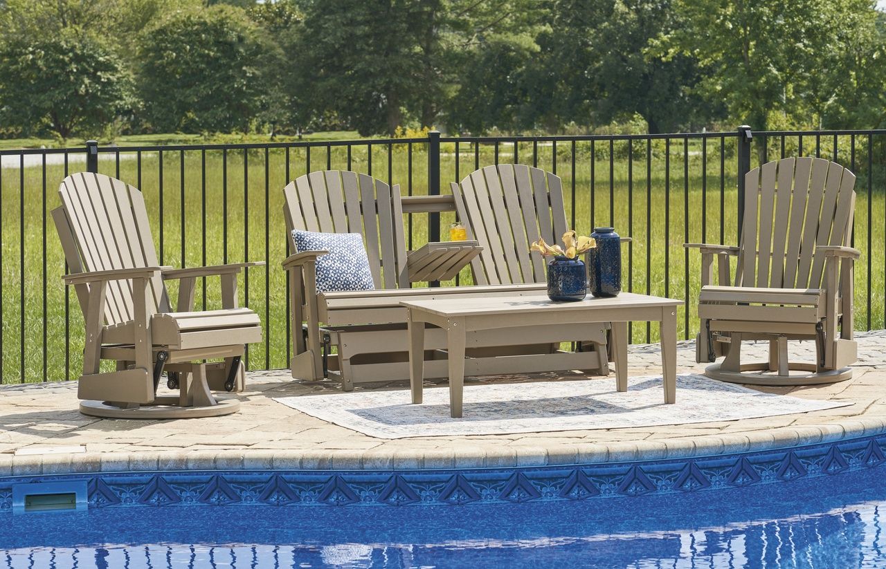 Hyland wave Outdoor Swivel Glider Chair In Driftwood P114820
