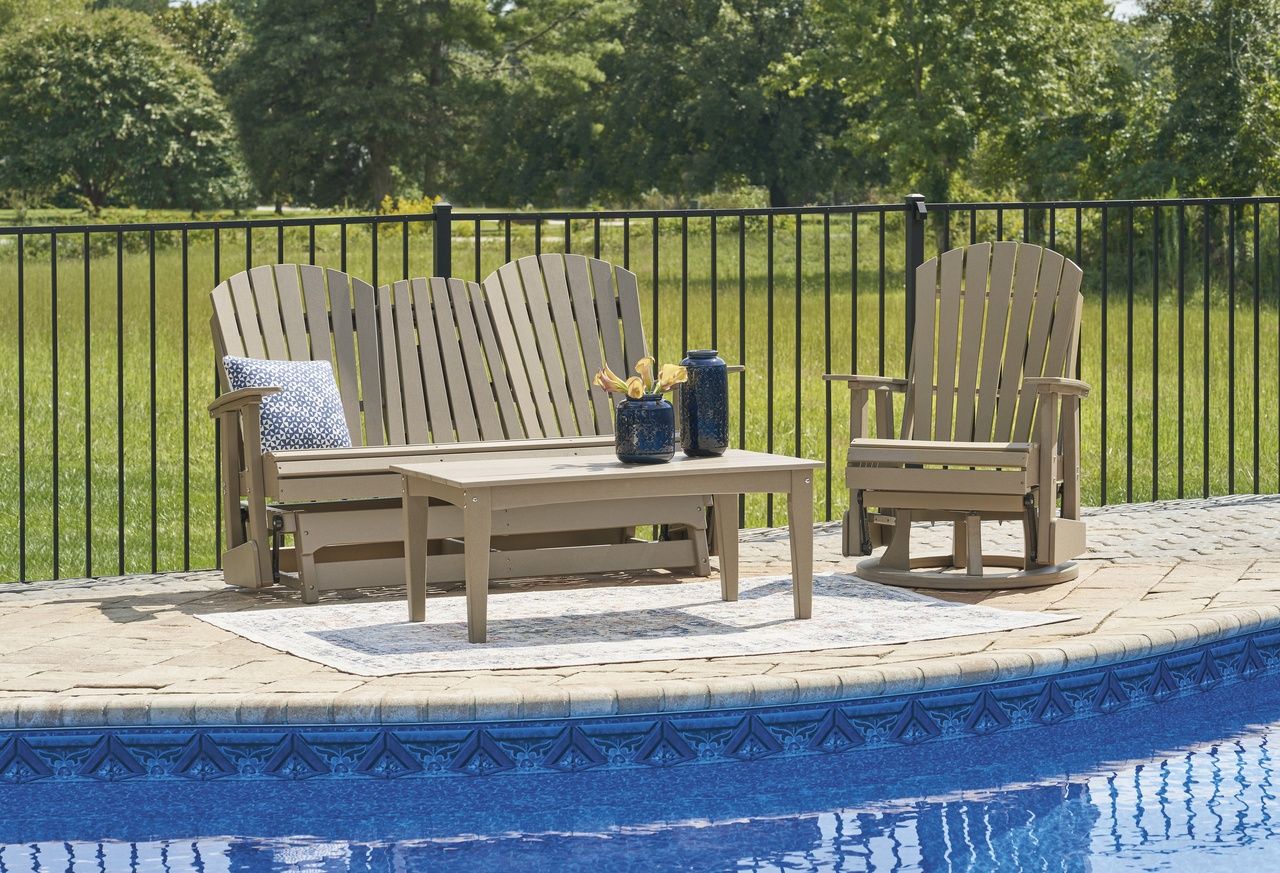 Hyland wave Outdoor Swivel Glider Chair In Driftwood P114820