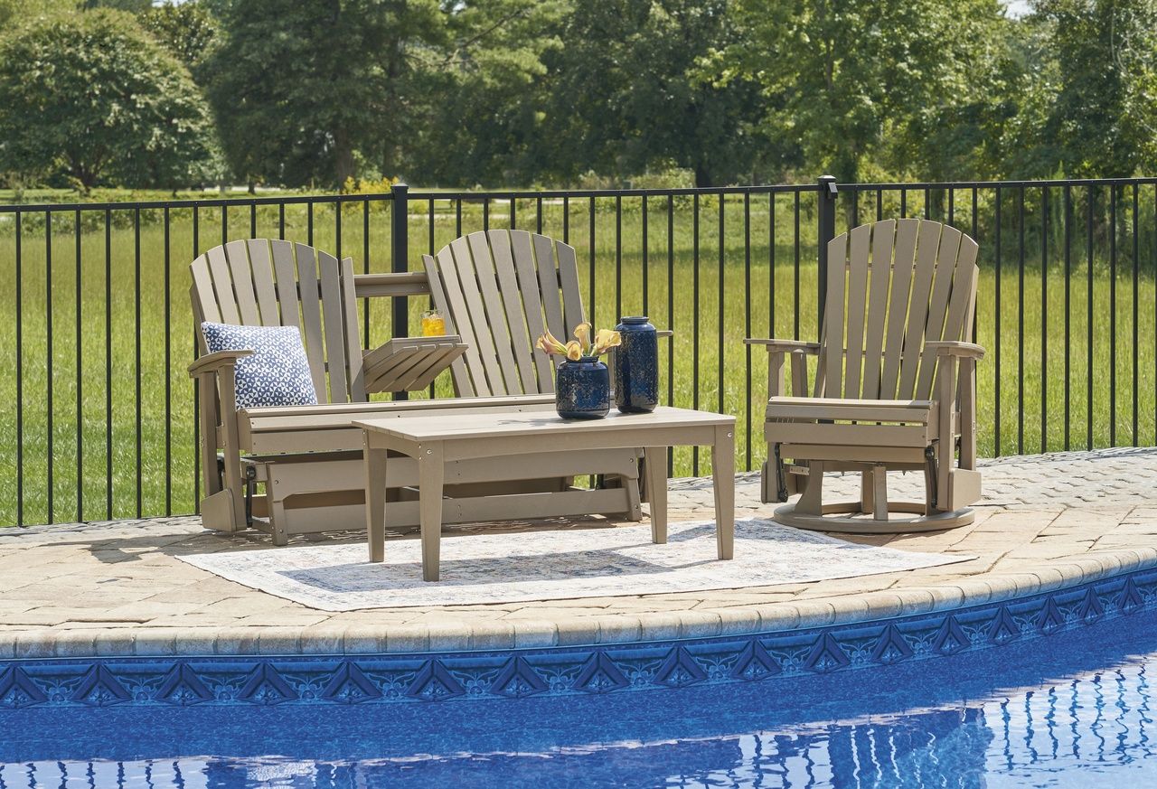 Hyland wave Outdoor Swivel Glider Chair In Driftwood P114820
