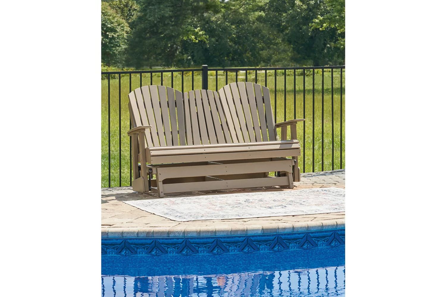 Hyland Wave Outdoor Glider Loveseat In Driftwood P114835