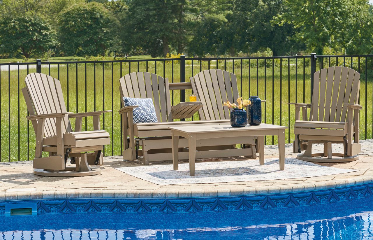 Hyland Wave Outdoor Glider Loveseat In Driftwood P114835