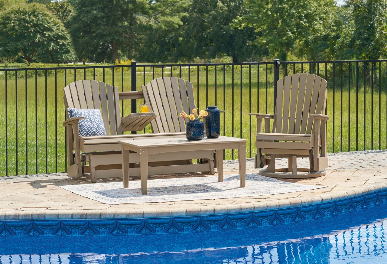 Hyland Wave Outdoor Glider Loveseat In Driftwood P114835