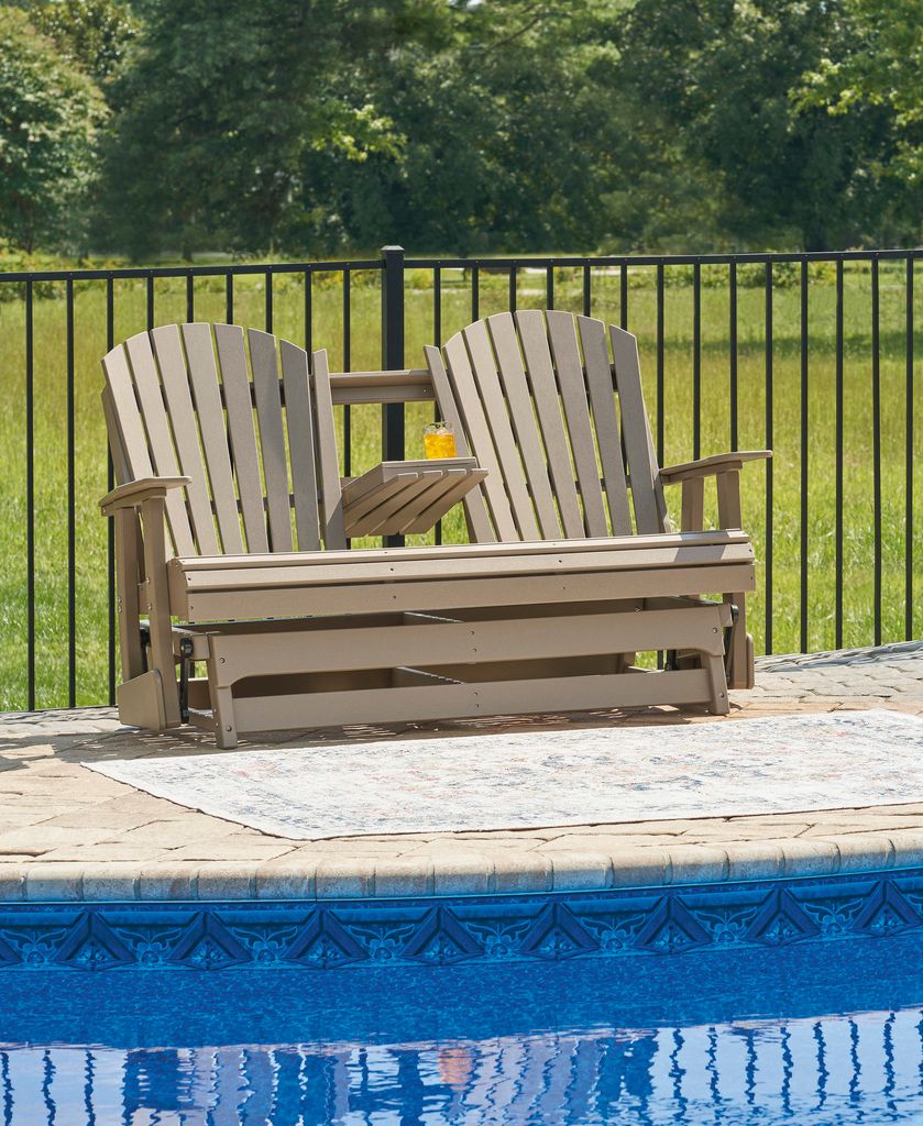 Hyland Wave Outdoor Glider Loveseat In Driftwood P114835