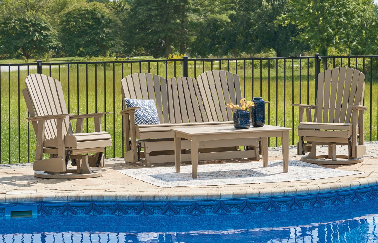 Hyland Wave Outdoor Glider Loveseat In Driftwood P114835
