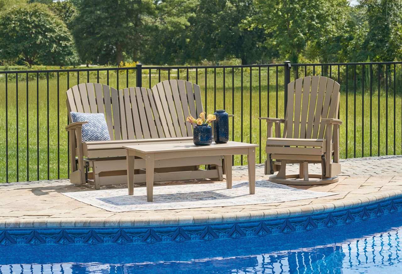 Hyland Wave Outdoor Glider Loveseat In Driftwood P114835
