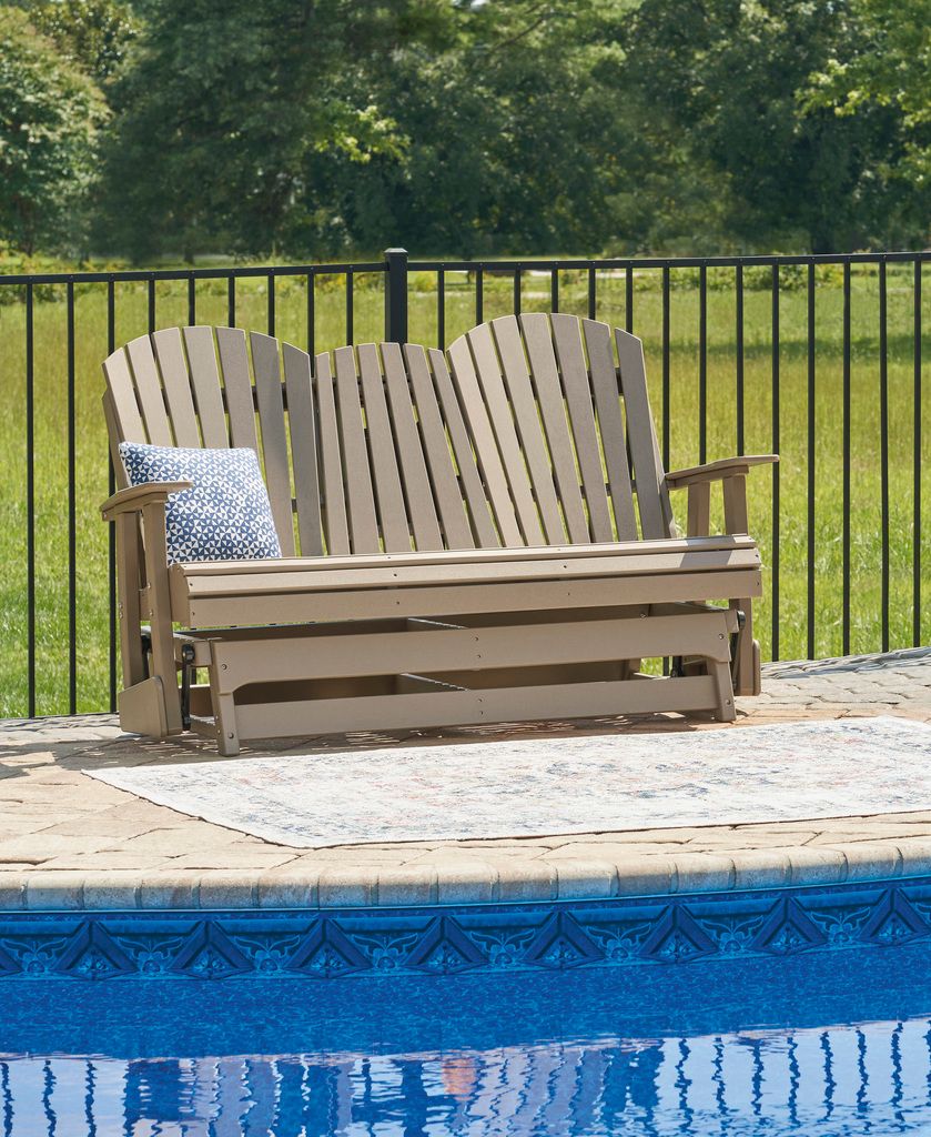 Hyland Wave Outdoor Glider Loveseat In Driftwood P114835