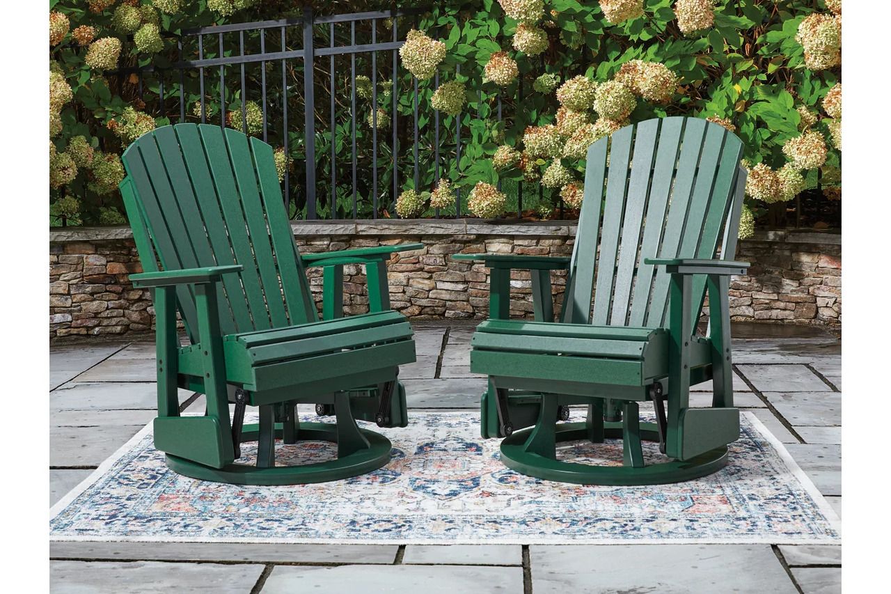 Hyland Wave Outdoor Swivel Glider Chair In Green P115820