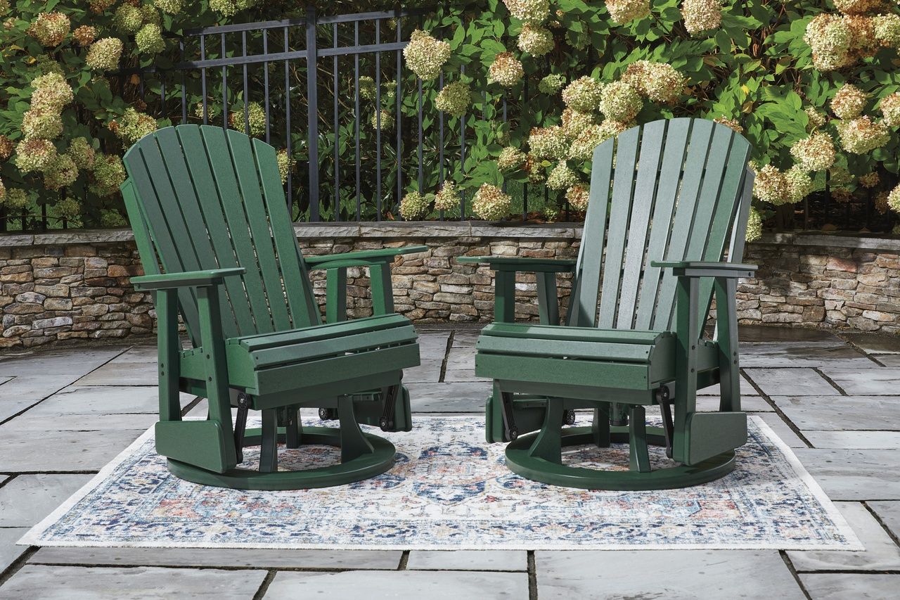 Hyland Wave Outdoor Swivel Glider Chair In Green P115820