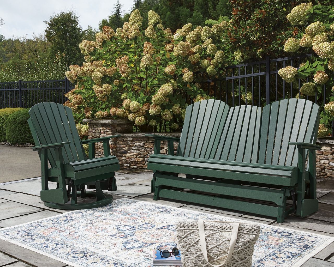 Hyland Wave Outdoor Swivel Glider Chair In Green P115820
