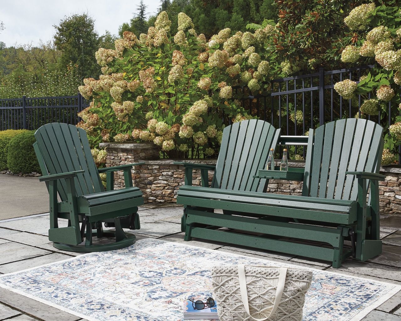 Hyland Wave Outdoor Swivel Glider Chair In Green P115820