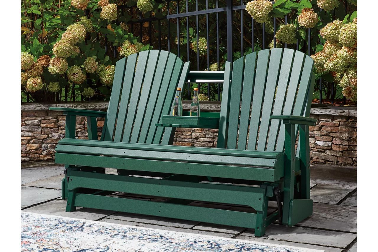 Hyland Wave Outdoor Loveseat Glider In Green P115835