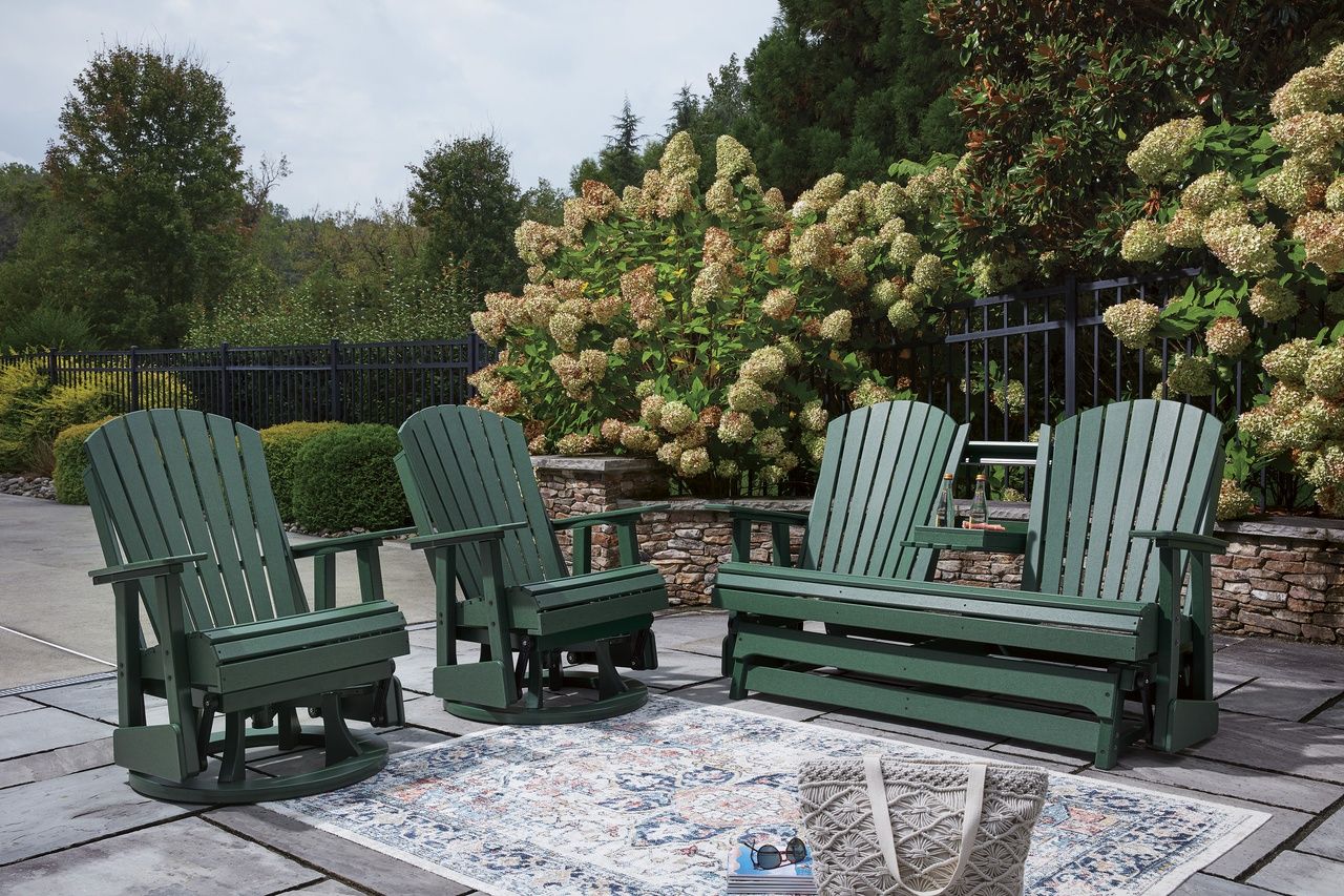 Hyland Wave Outdoor Loveseat Glider In Green P115835