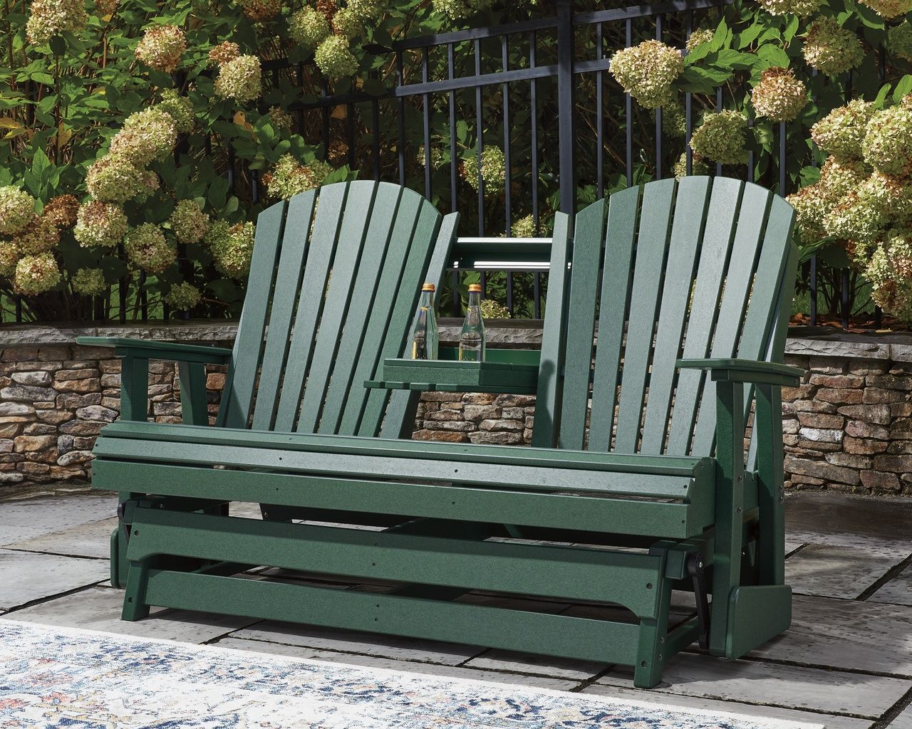 Hyland Wave Outdoor Loveseat Glider In Green P115835