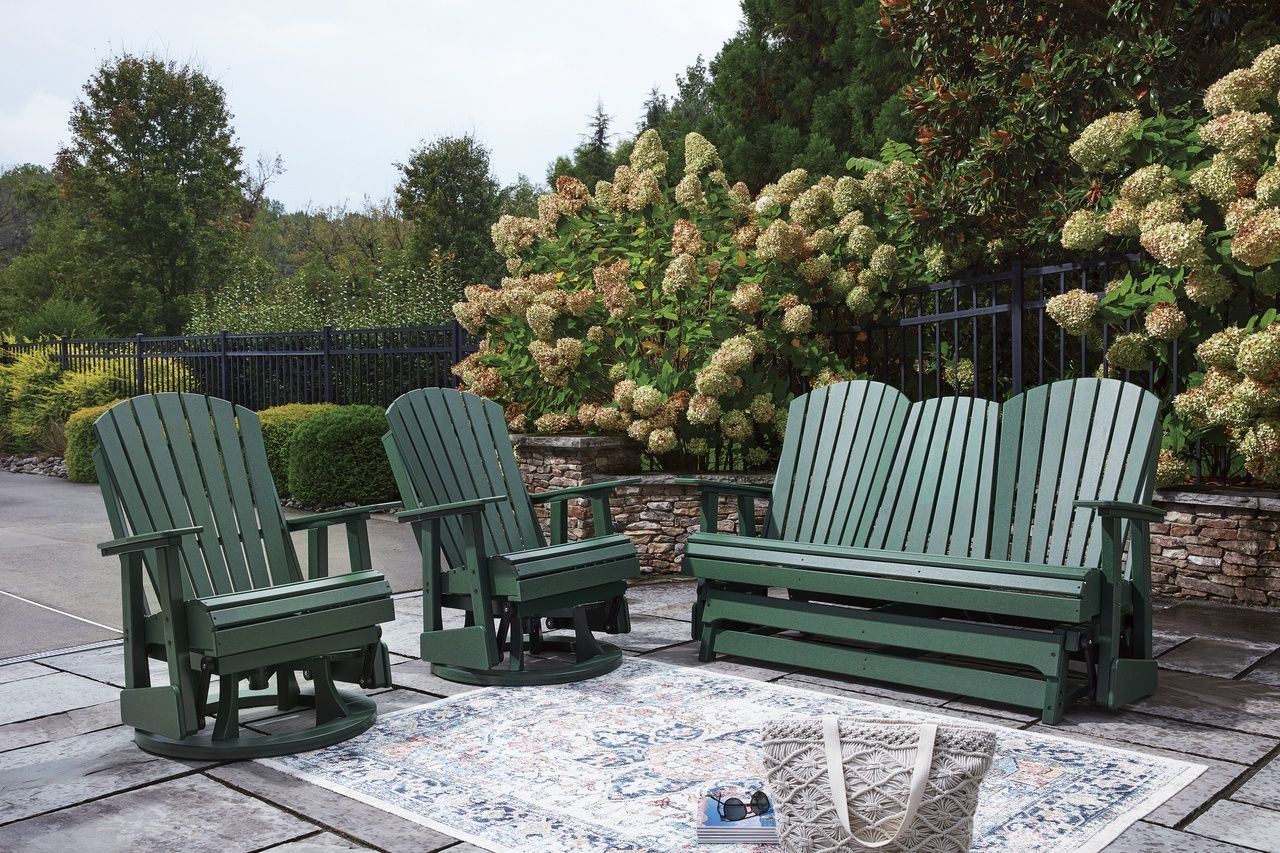 Hyland Wave Outdoor Loveseat Glider In Green P115835