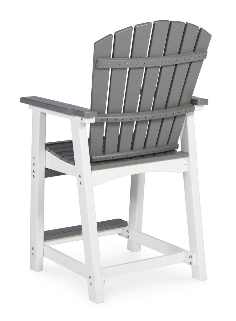 Transville Gray And White Outdoor Counter Height Bar Stool Set of 2 P210124