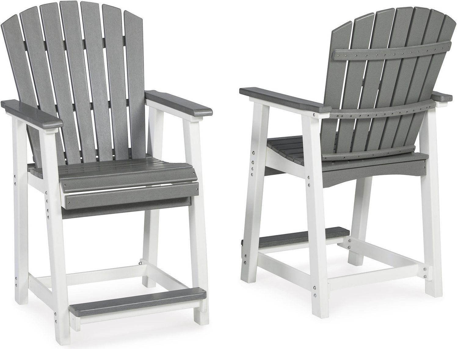 Transville Gray And White Outdoor Counter Height Bar Stool Set of 2 P210124