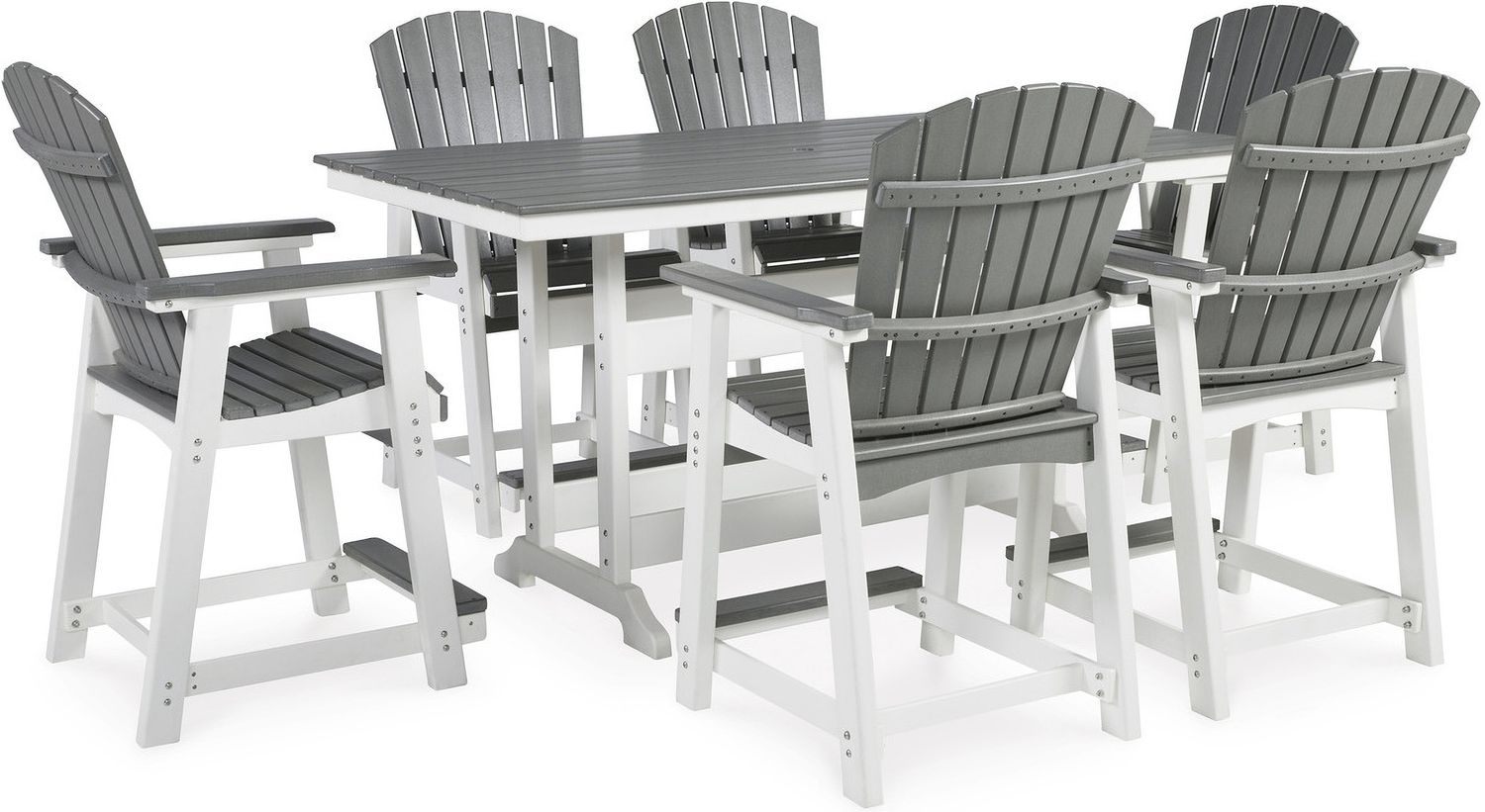 Transville Gray And White Outdoor Counter Height Bar Stool Set of 2 P210124