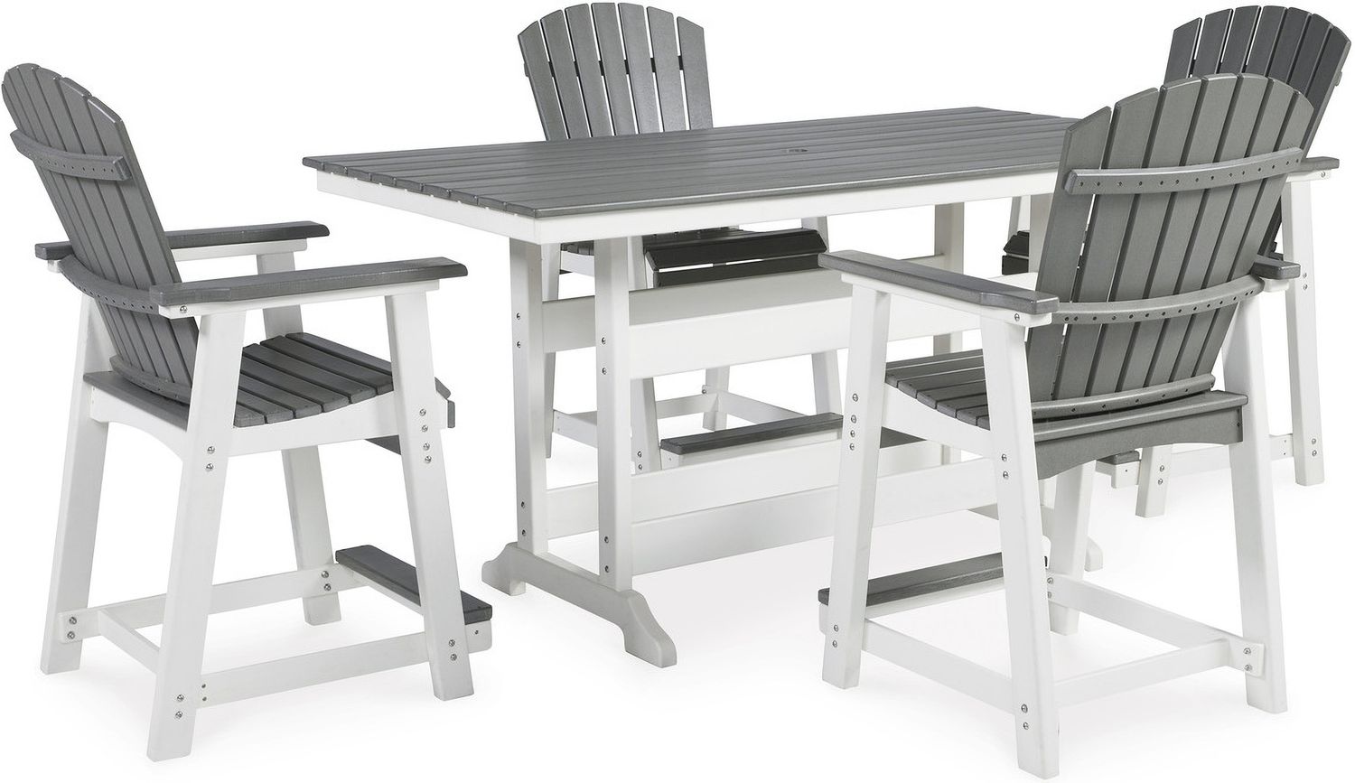 Transville Gray And White Outdoor Counter Height Bar Stool Set of 2 P210124