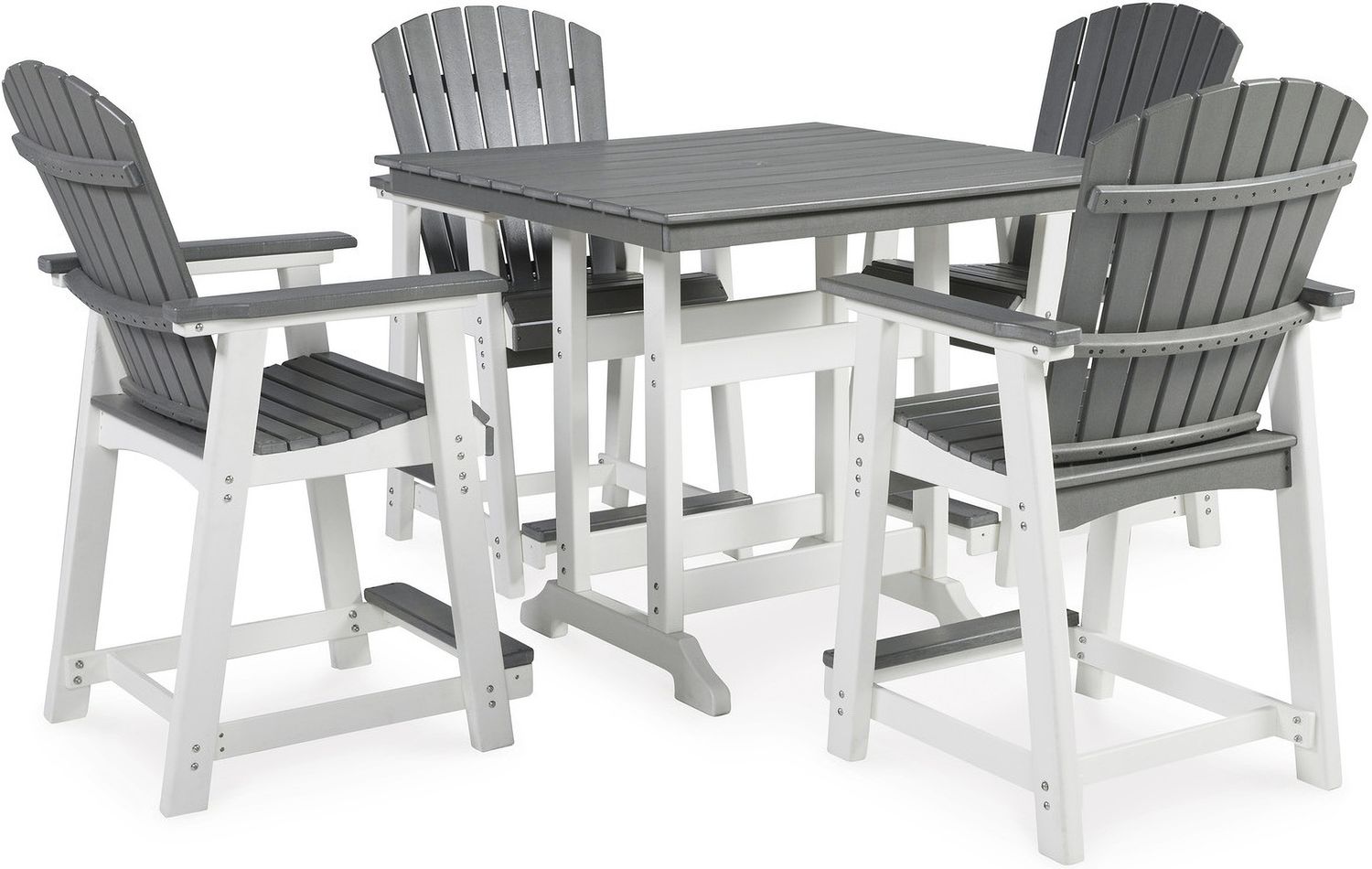 Transville Gray And White Outdoor Counter Height Bar Stool Set of 2 P210124