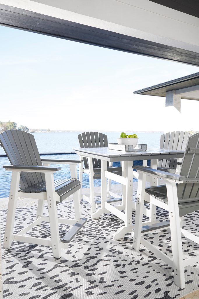 Transville Grey And White Outdoor Counter Height Dining Table P210642