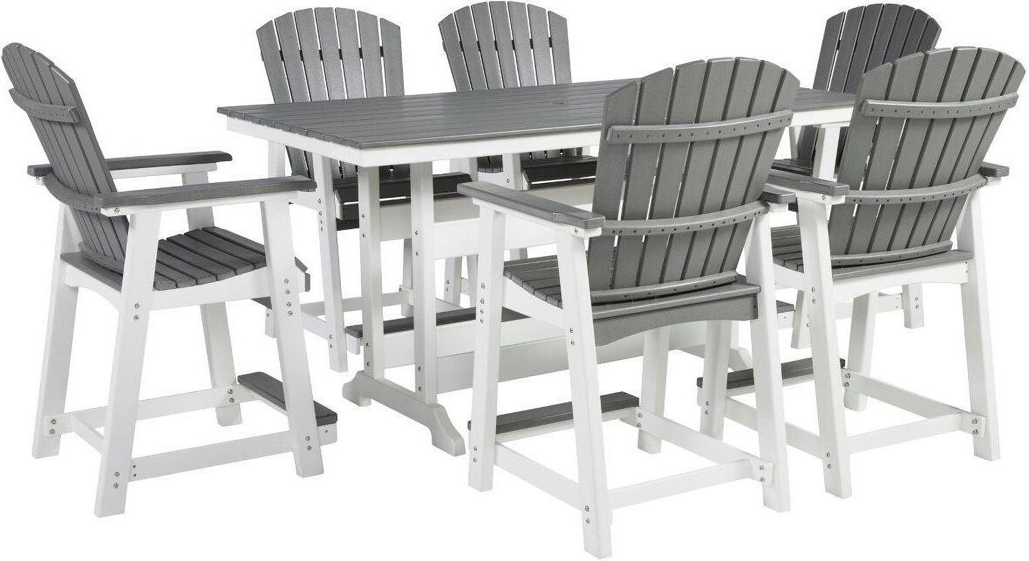 Transville Grey And White Outdoor Counter Height Dining Room Set P210P5