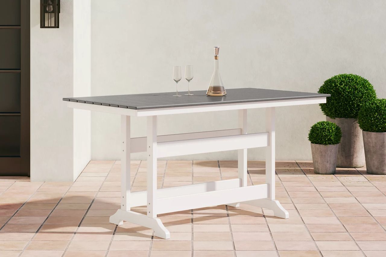 Transville Grey And White Outdoor Counter Height Dining Room Set P210P5