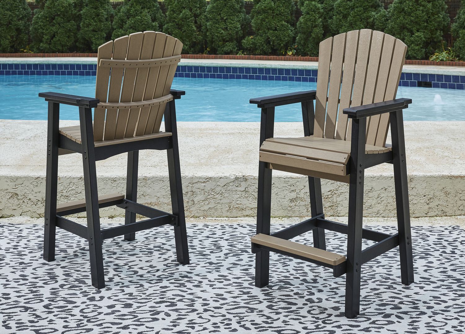 Fairen Trail Black/Driftwood Tall Barstool Set of 2 P211130
