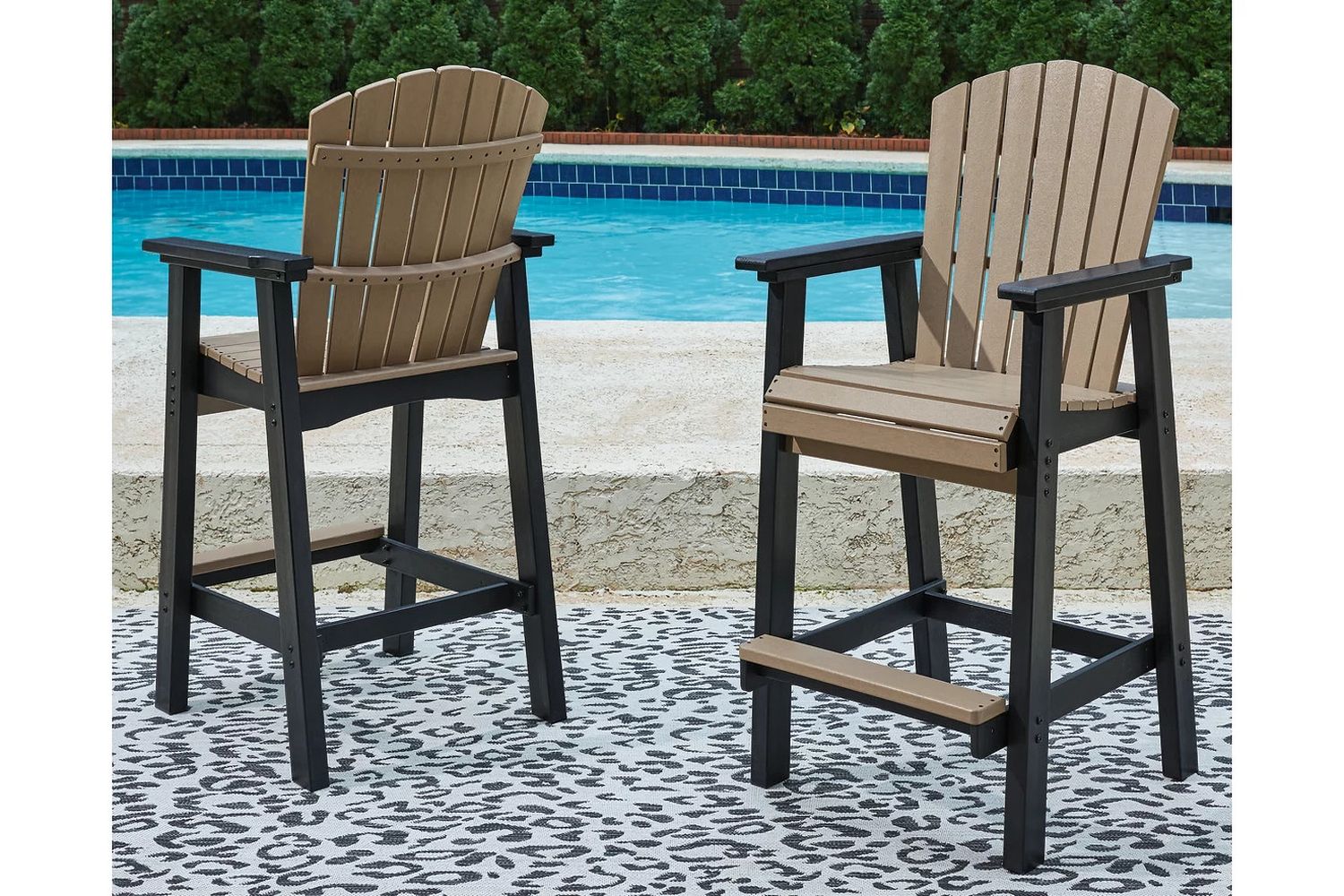 Fairen Trail Black/Driftwood Tall Barstool Set of 2 P211130