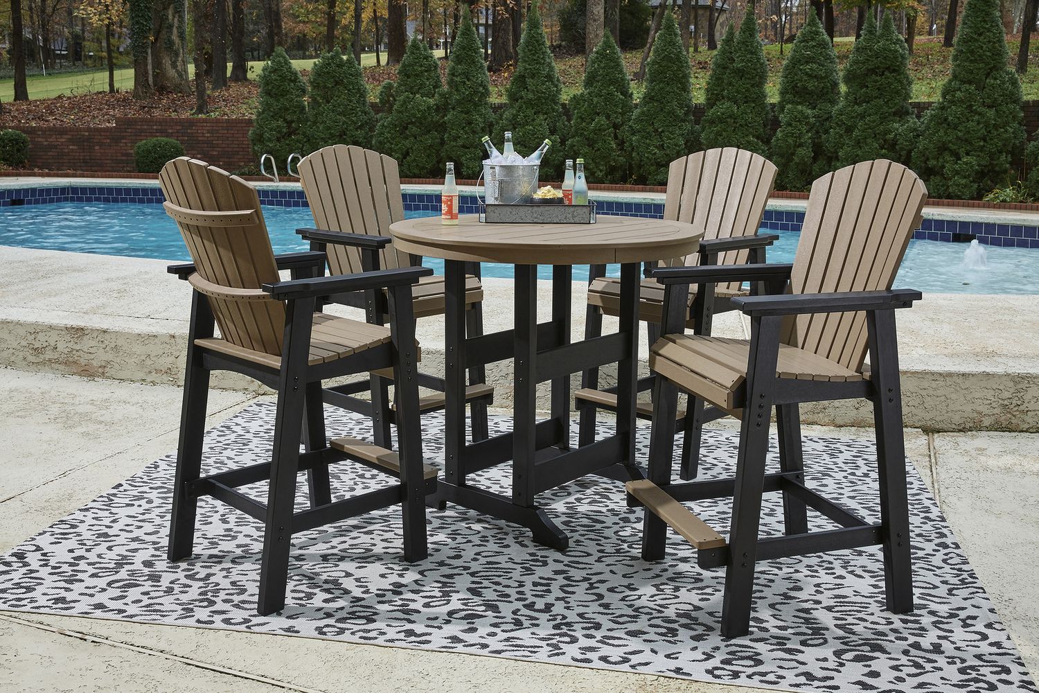 Fairen Trail Black/Driftwood Tall Barstool Set of 2 P211130