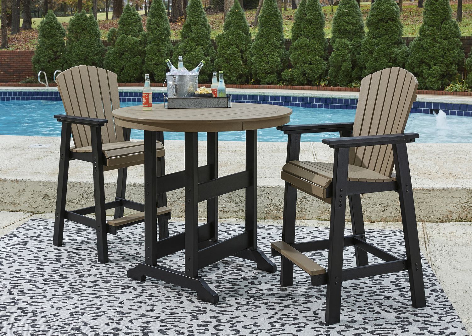 Fairen Trail Black/Driftwood Tall Barstool Set of 2 P211130
