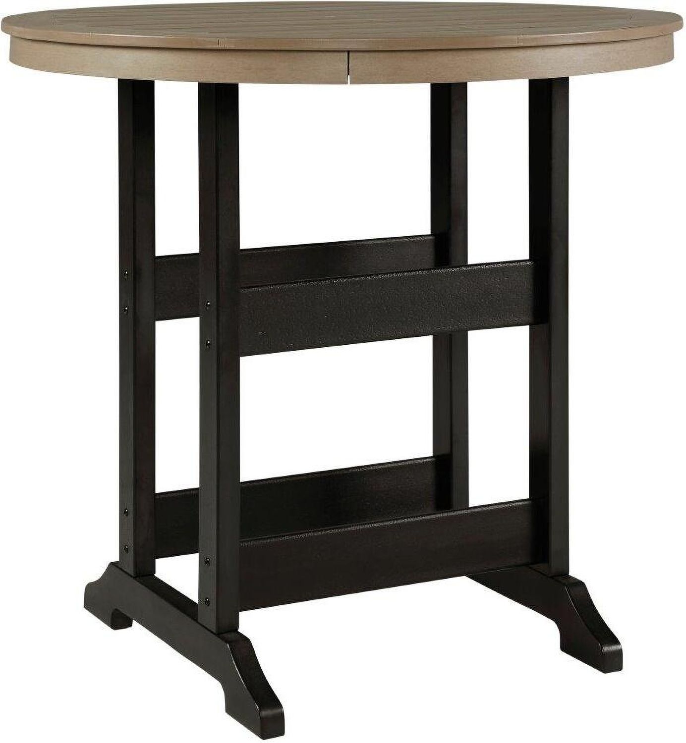Fairen Trail Black/Driftwood Round Bar Table w/UMB OPT P211613