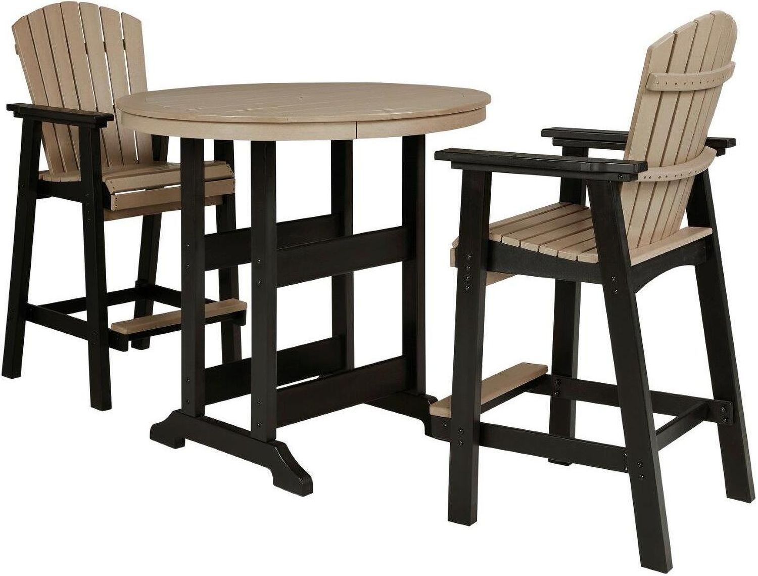 Fairen Trail Black/Driftwood Round Bar Table w/UMB OPT P211613