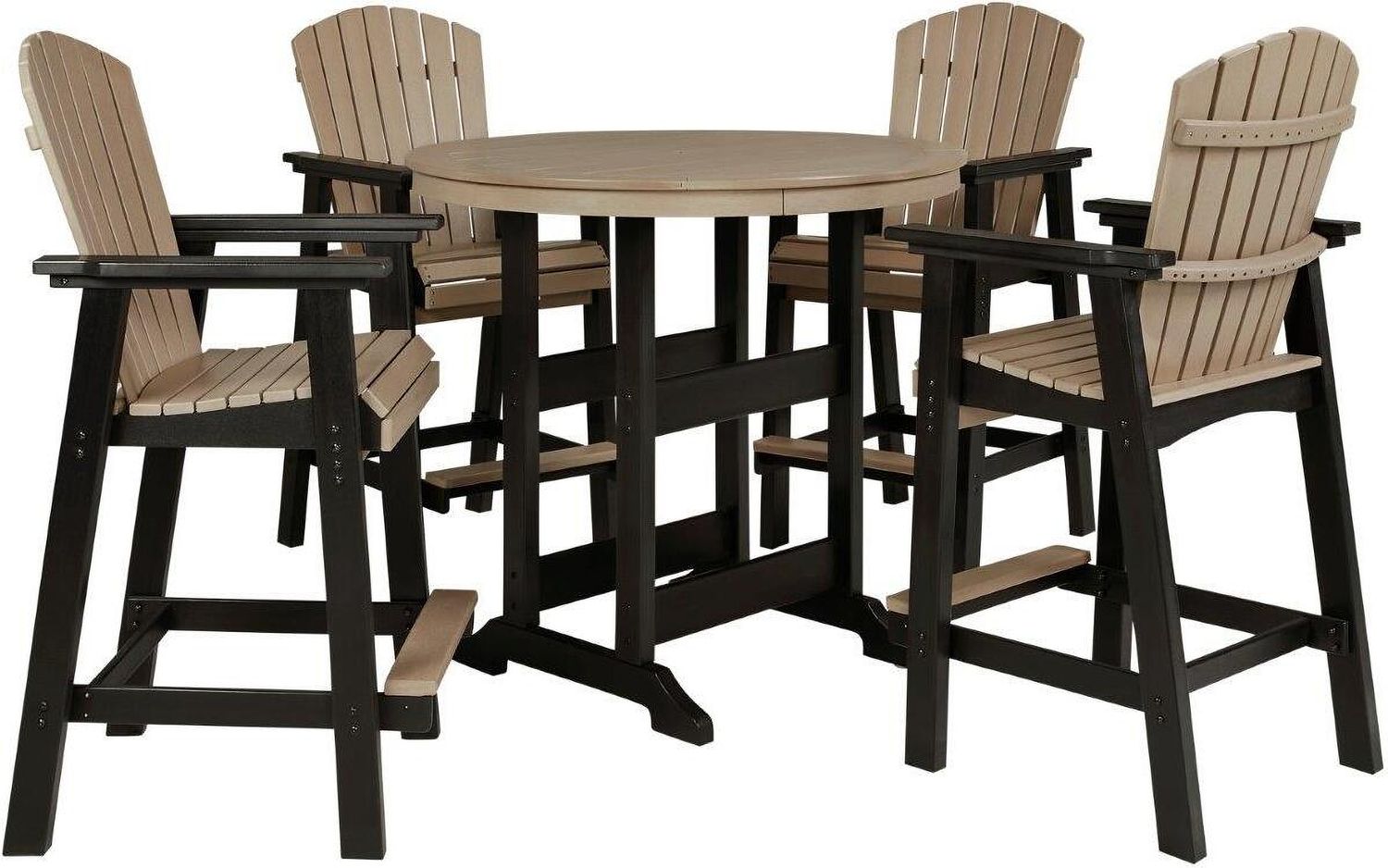 Fairen Trail Black/Driftwood Round Bar Table w/UMB OPT P211613
