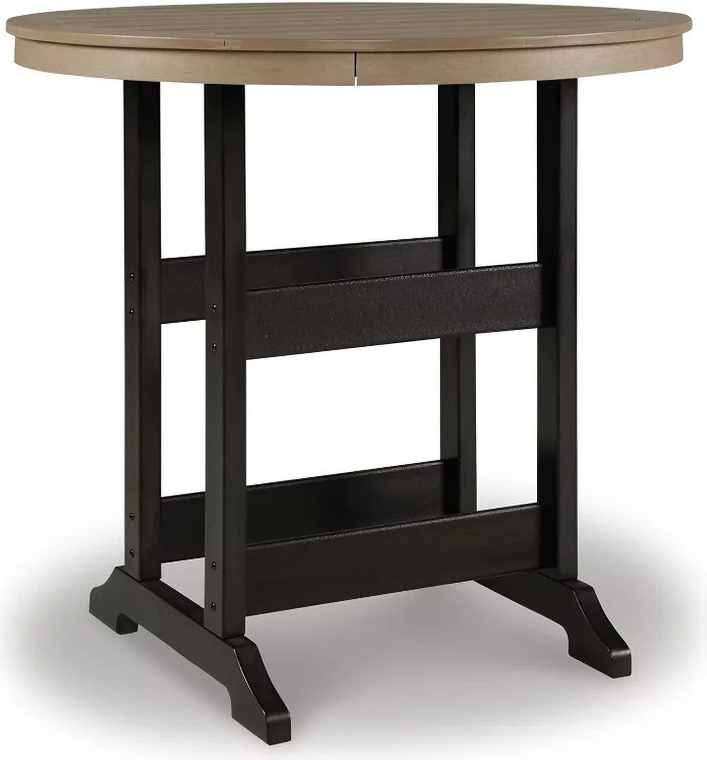 Fairen Trail Black and Driftwood Outdoor Round Bar Table Set P211P1