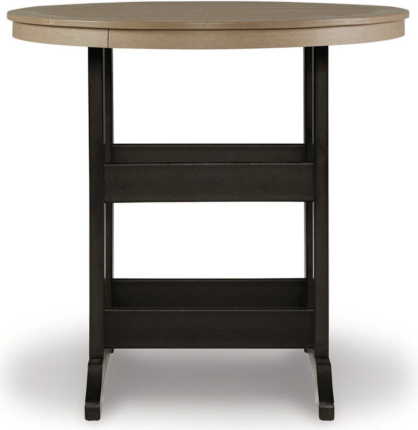 Fairen Trail Black and Driftwood Outdoor Round Bar Table Set P211P1