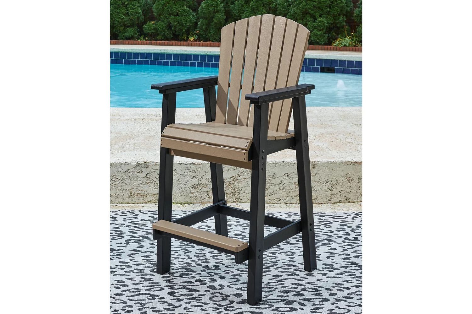 Fairen Trail Black and Driftwood Outdoor Round Bar Table Set P211P1