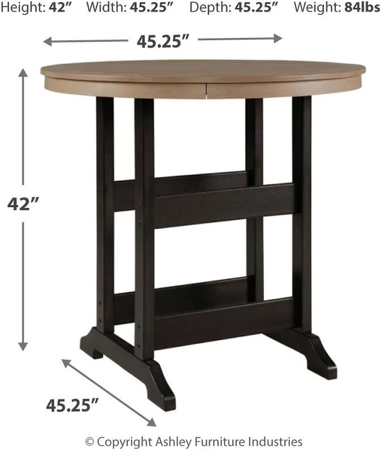 Fairen Trail Black and Driftwood Outdoor Round Bar Table Set P211P1