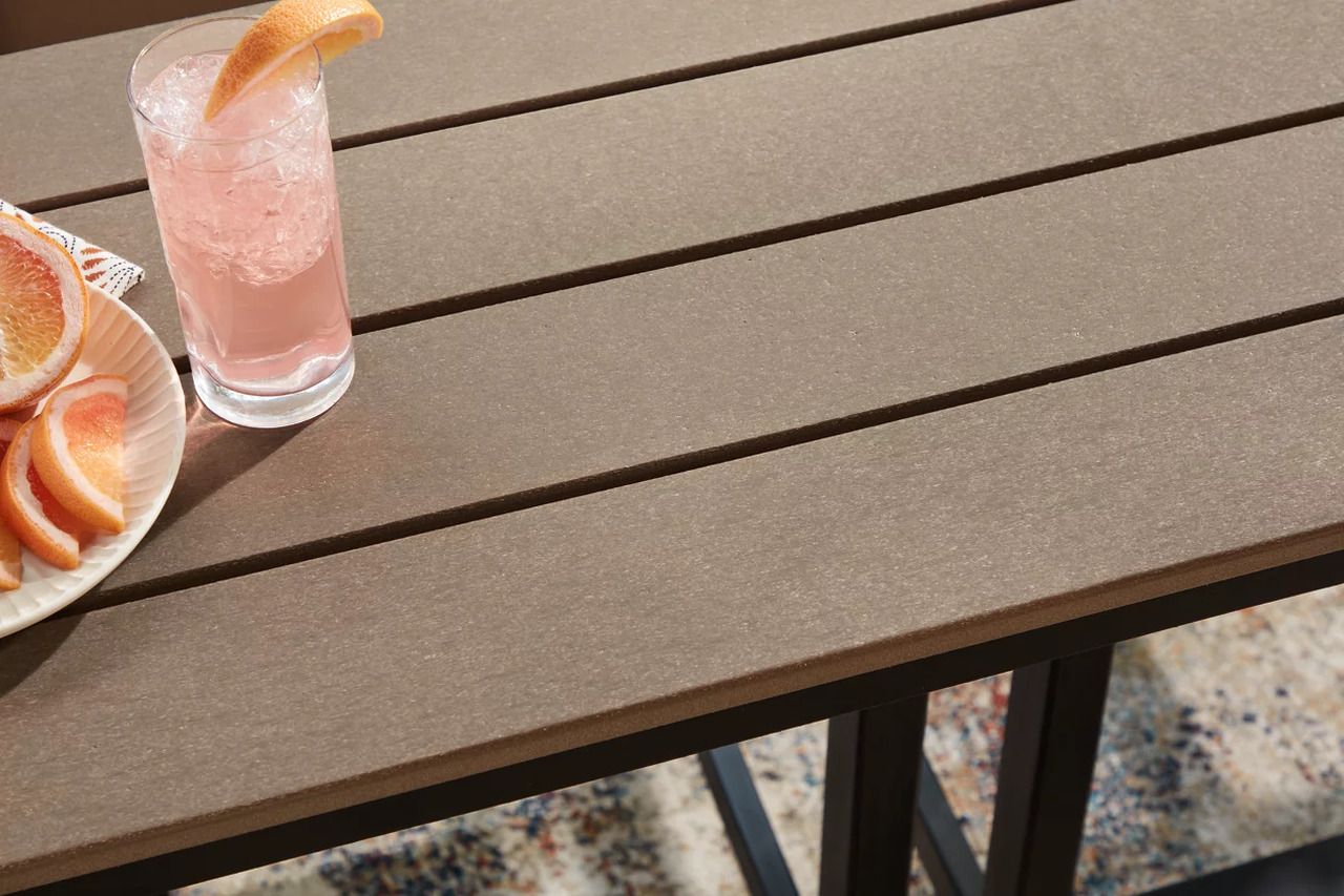 Moondance Outdoor Counter Table and 2 Barstools In Black and Beige P221113
