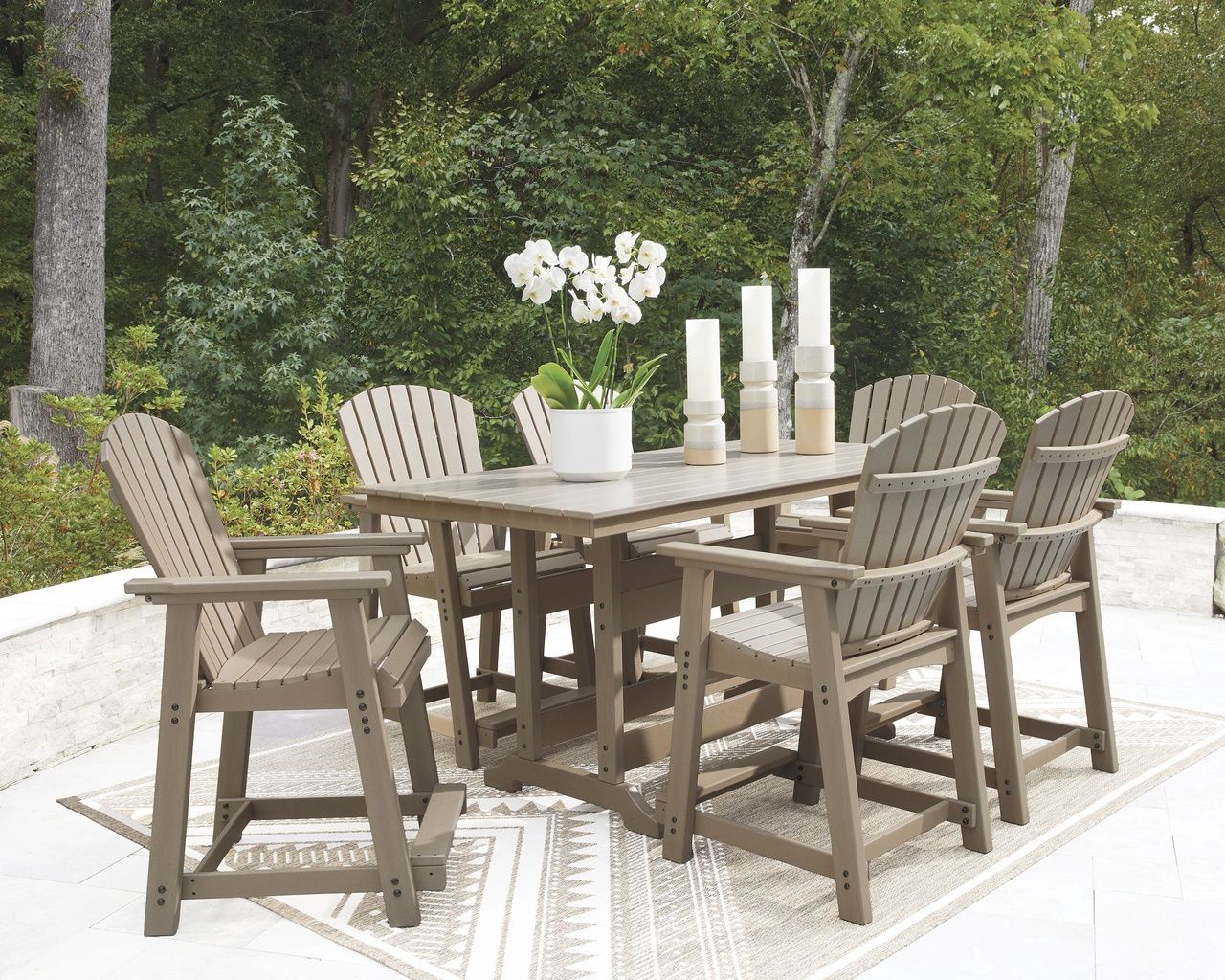 Sandy Dune Outdoor Counter Height Bar Stool Set of 2 In Medium Brown P228124