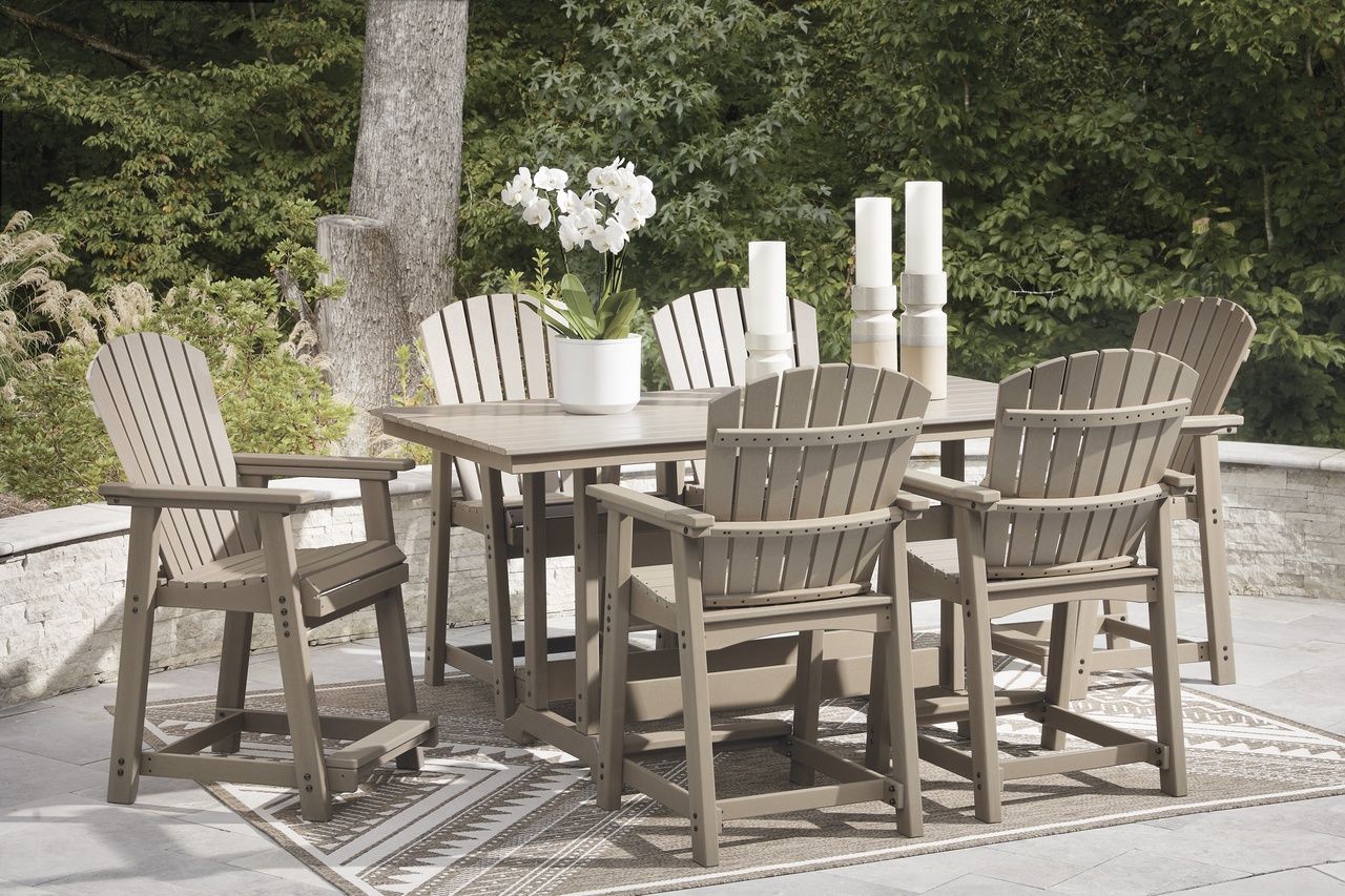 Sandy Dune Outdoor Counter Height Bar Stool Set of 2 In Medium Brown P228124