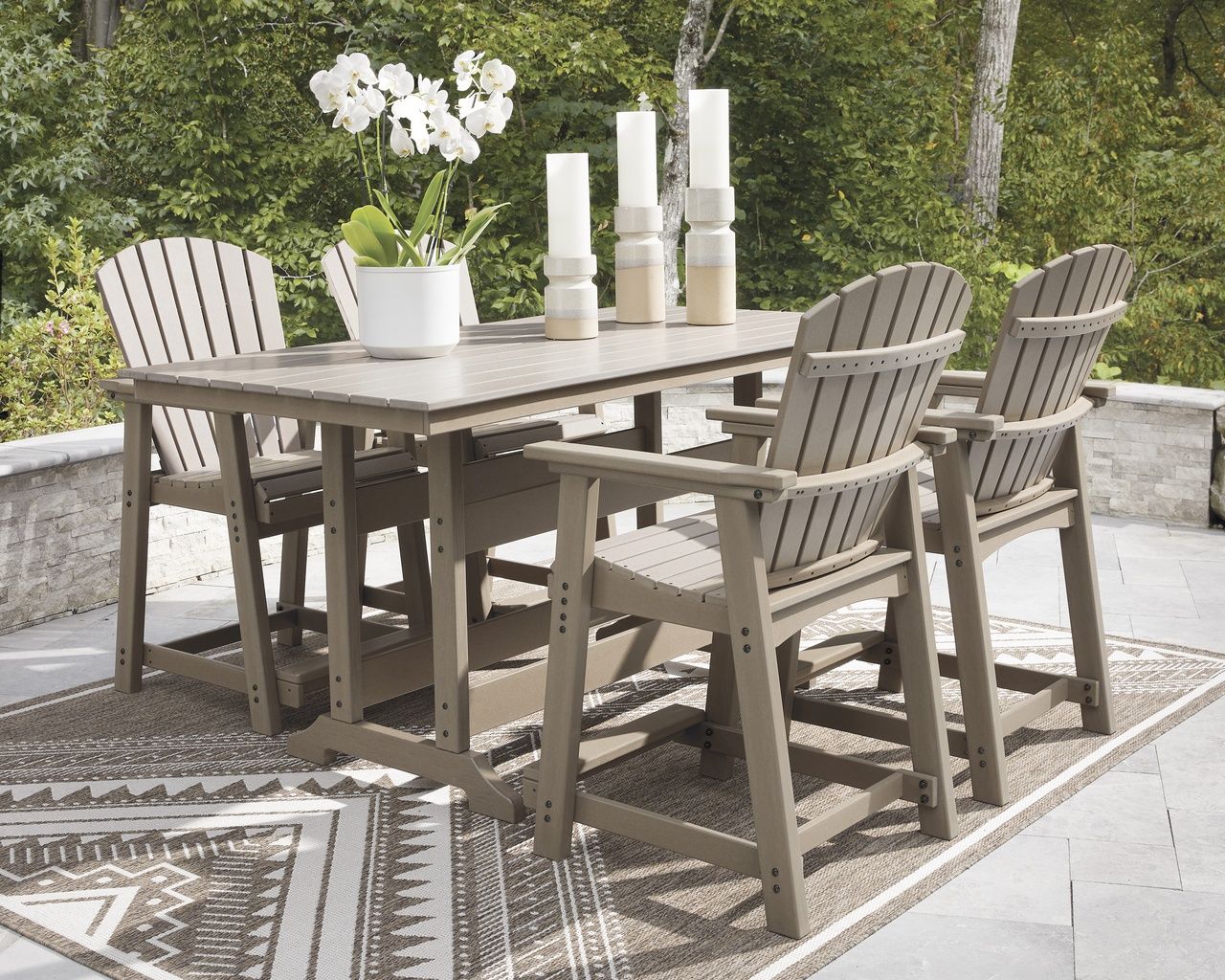 Sandy Dune Outdoor Counter Height Dining Table In Medium Brown P228642