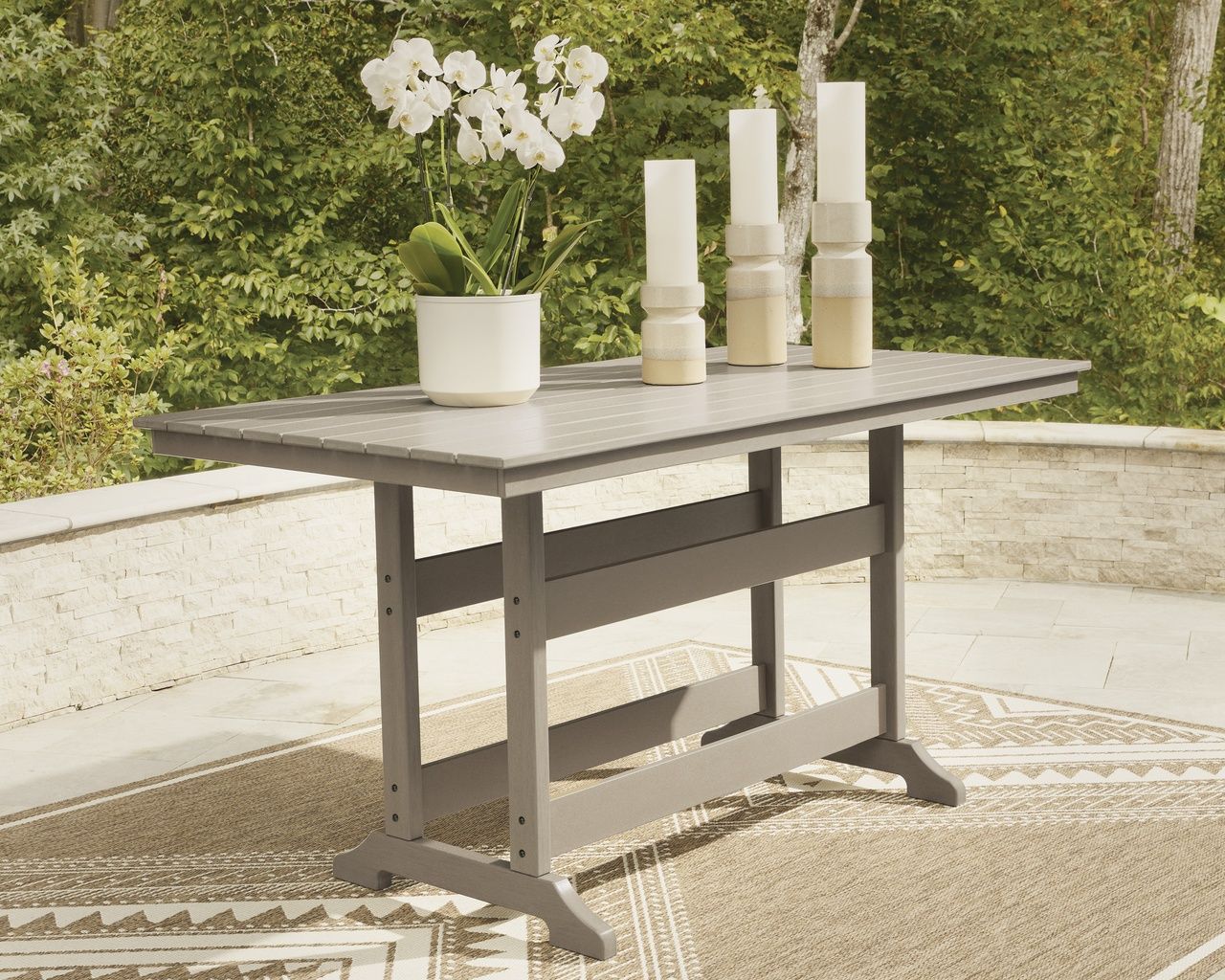 Sandy Dune Outdoor Counter Height Dining Table In Medium Brown P228642