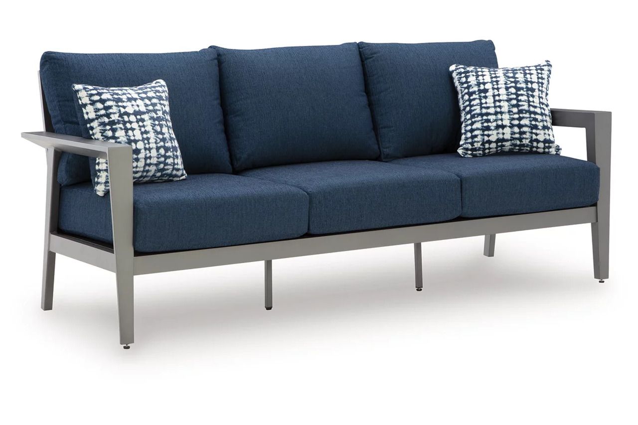 Gali Outdoor Sofa/Chairs/Table Set of 4 In Gray and Blue P275081
