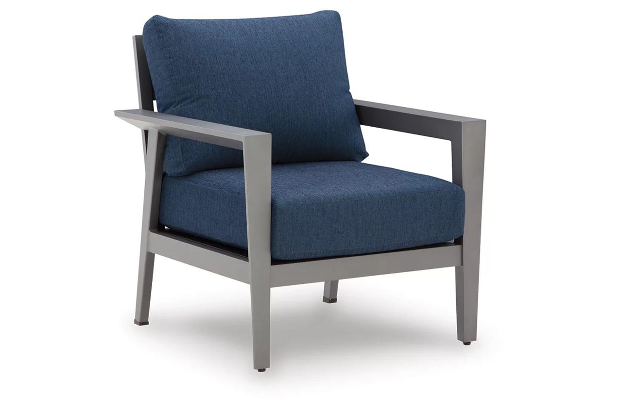 Gali Outdoor Sofa/Chairs/Table Set of 4 In Gray and Blue P275081