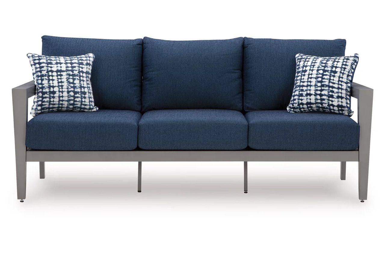 Gali Outdoor Sofa/Chairs/Table Set of 4 In Gray and Blue P275081