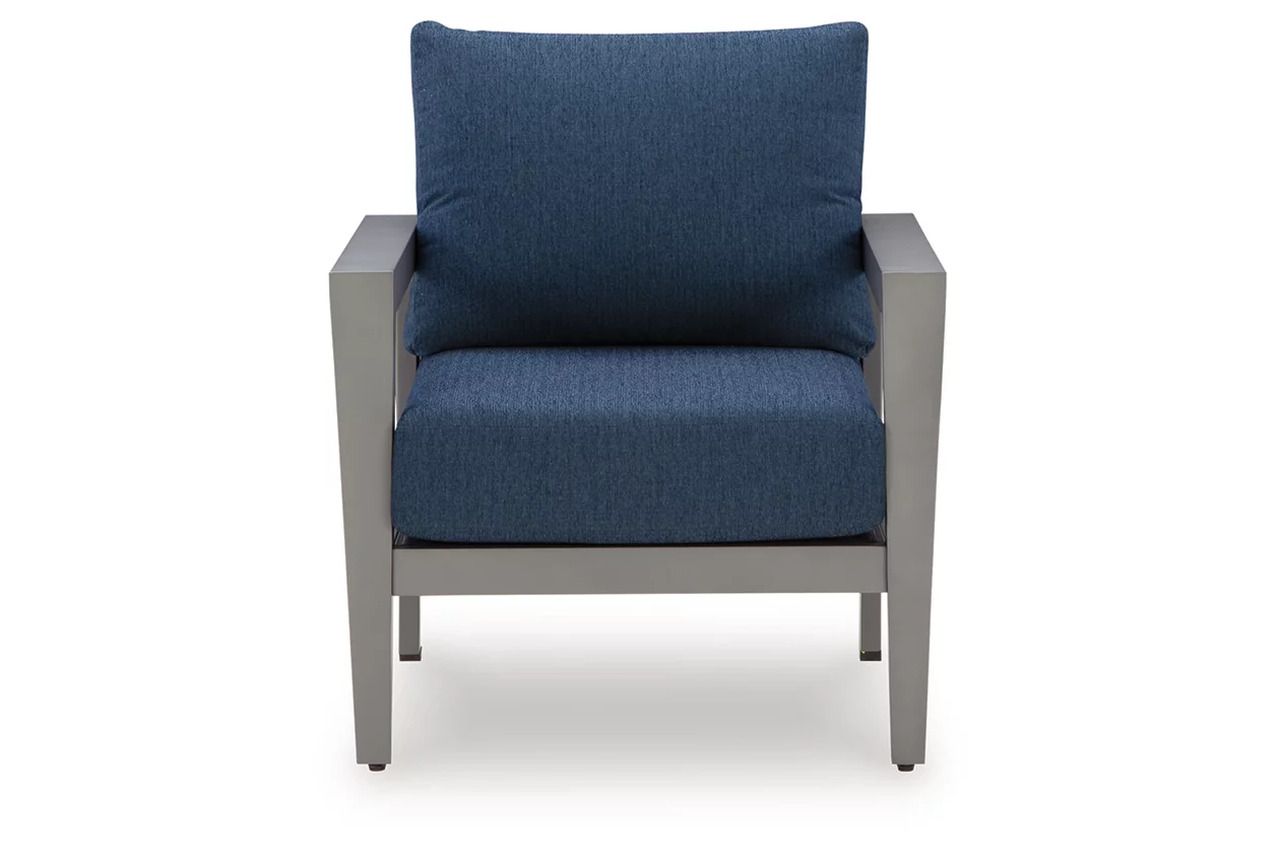 Gali Outdoor Sofa/Chairs/Table Set of 4 In Gray and Blue P275081