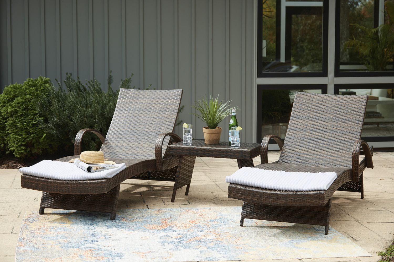 Kantana Brown Chaise Lounge Set of 2 P283815