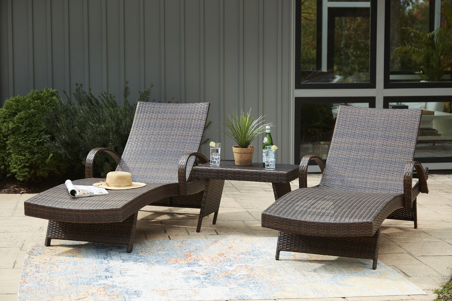 Kantana Brown Chaise Lounge Set of 2 P283815