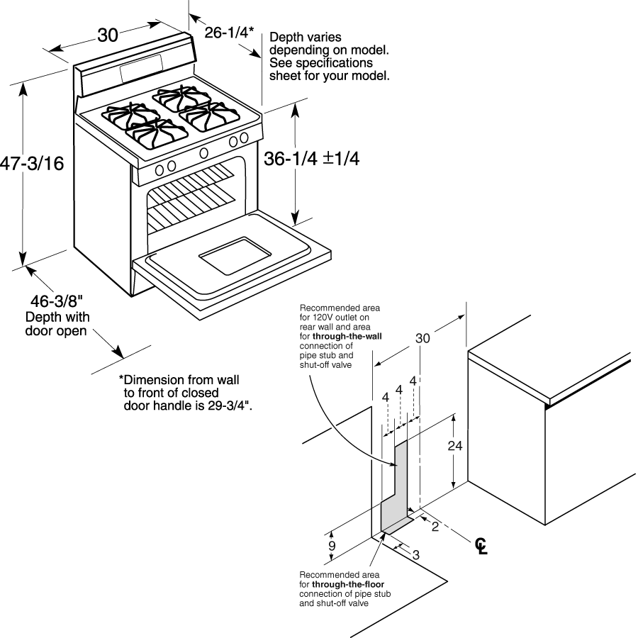 30" Free-Standing Dual-Fuel Range P2B912DEMBB, product image 3 of 3