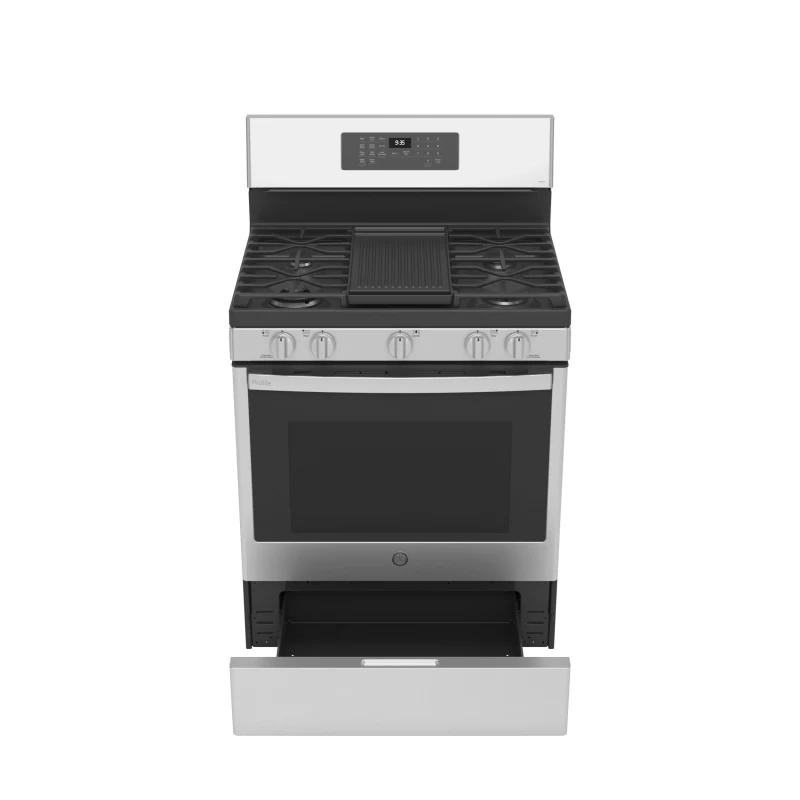 30" Free-Standing Self Clean Dual-Fuel Fingerprint Resistant Range with Storage Drawer P2B935YPFS